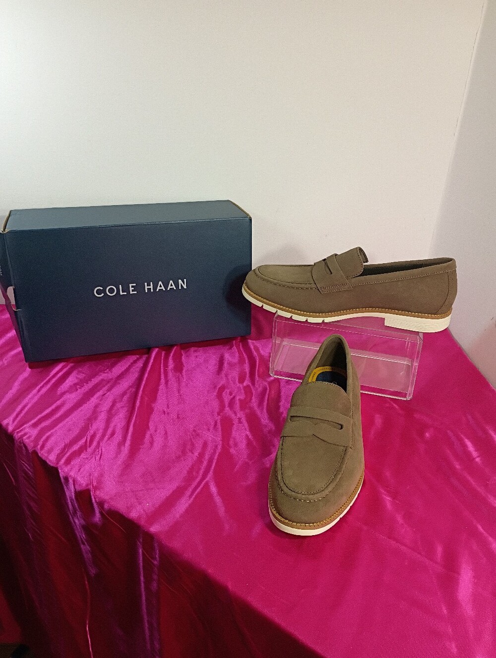 Cole Haan Mens SZ 8.5M Truffle Brown Leather Suede Penny Loafers NWB C41635. New